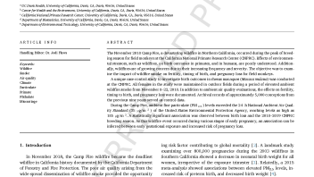 Wildfire Study Reproductive Toxicology Pinkerton