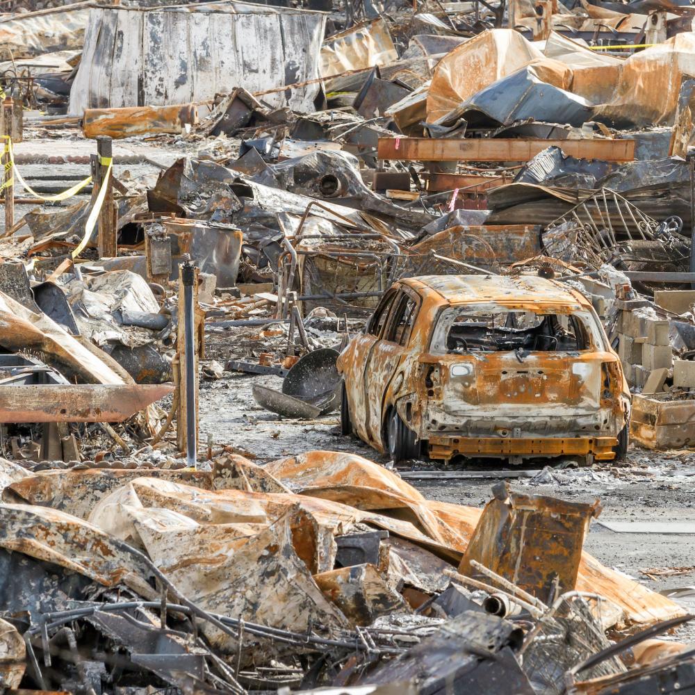 Burned cars