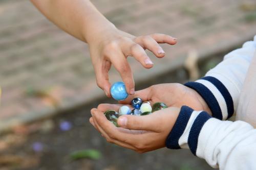 marbles in kids hands